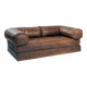 Brown Modular Leather Patchwork Sleeping Sofa Daybed, 1970s
