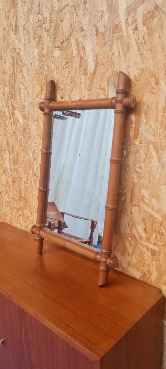 Bamboo turned wooden mirror