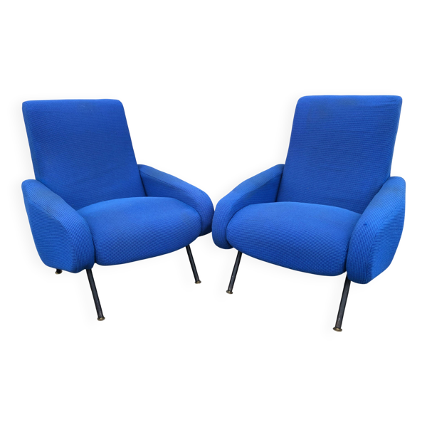 Fauteuils bleus Design années 60 vintage