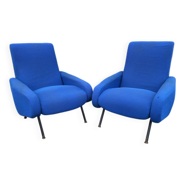Fauteuils bleus Design années 60 vintage