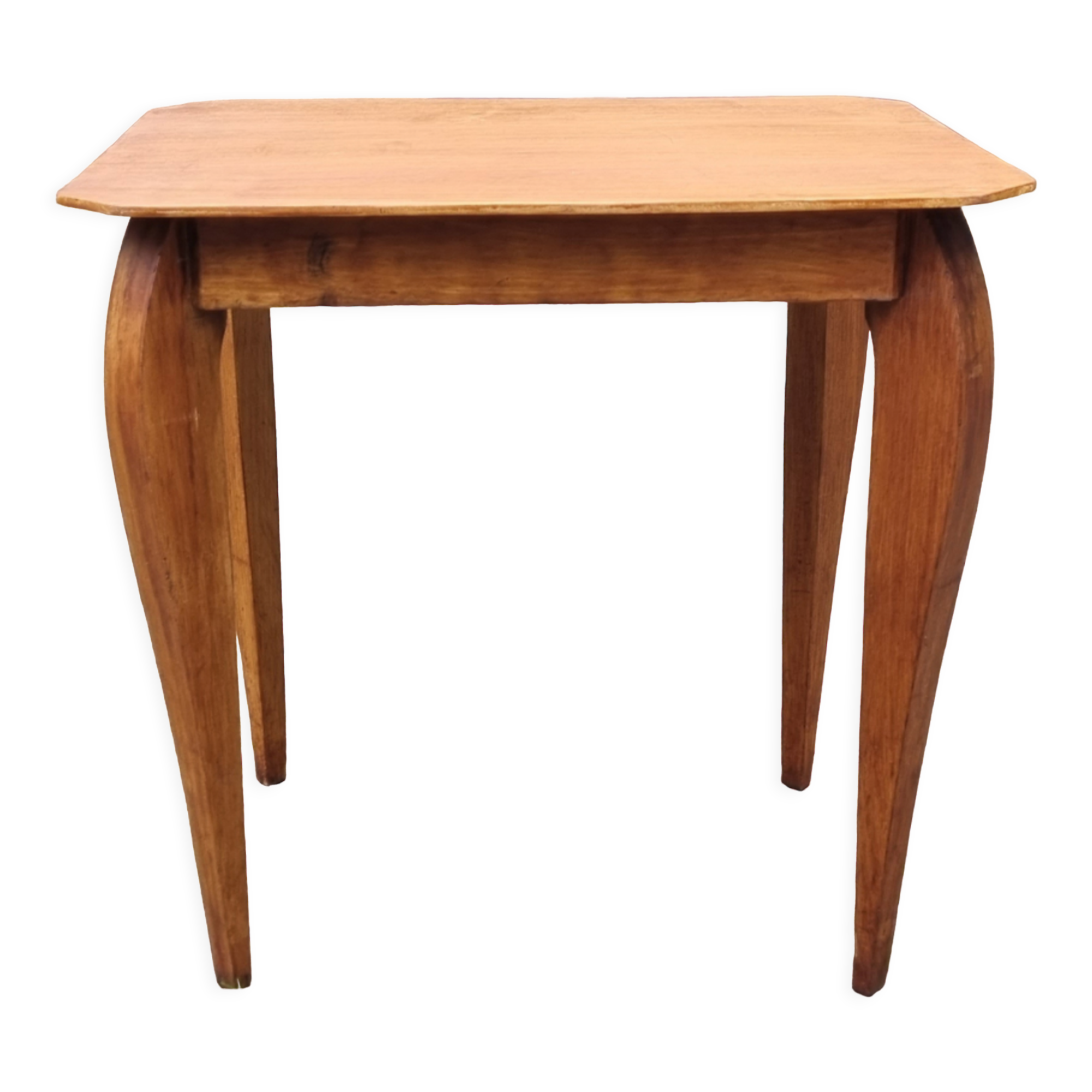 Bout de canapé petite table basse bois blond vintage, années 50