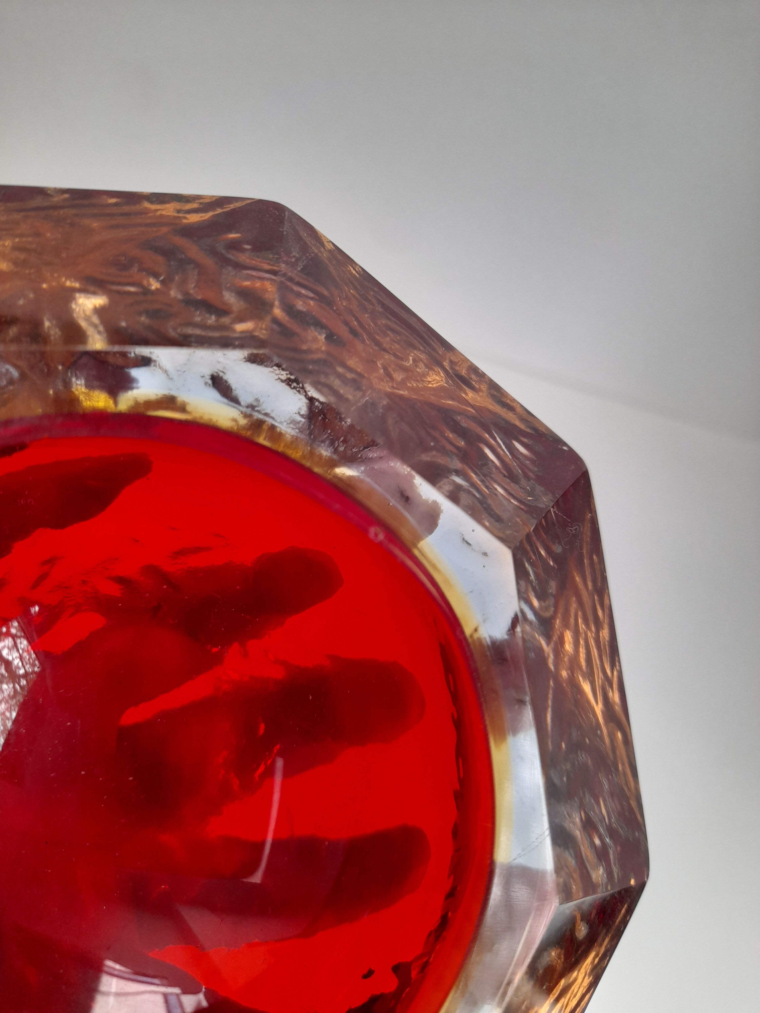 Triple submerged ashtray made of Murano glass