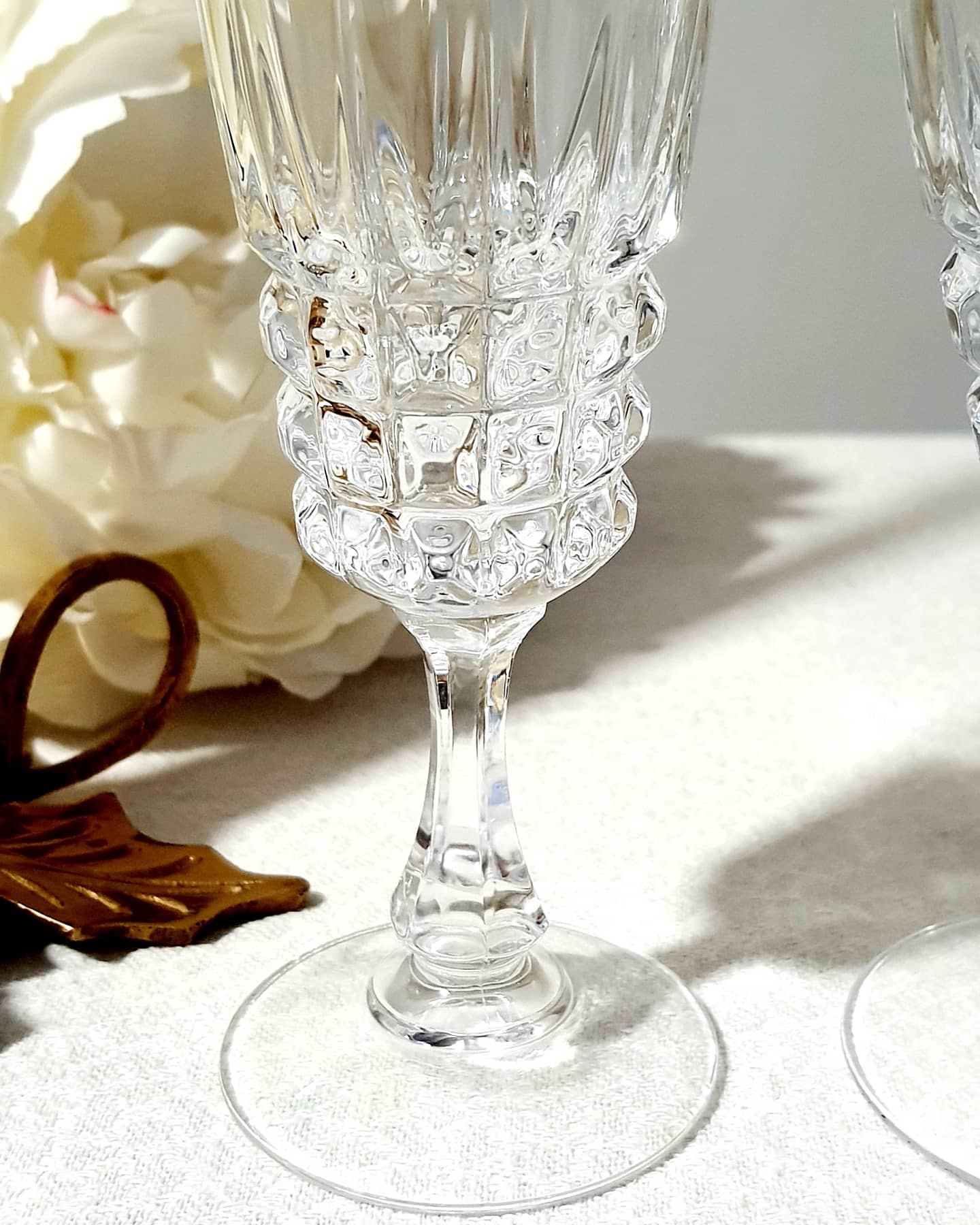 Lot of 17 flutes glass glass champagne crystal of Arques Pompadour