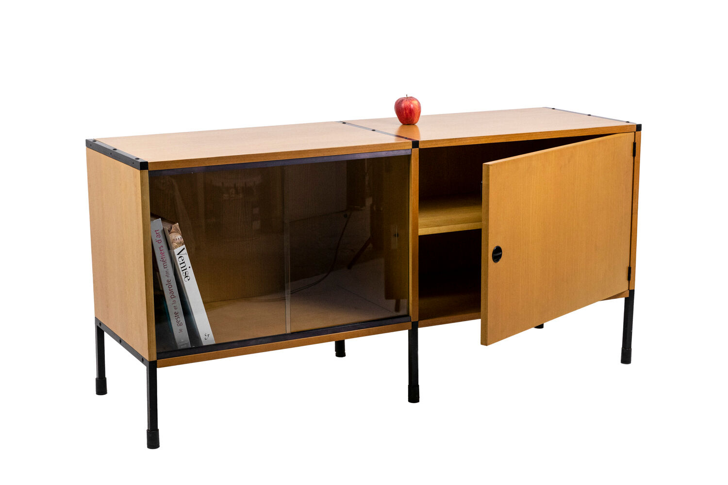 Ash and metal sideboard, A.R.P. design, Minvielle edition, 1950s