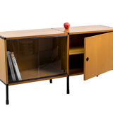 Ash and metal sideboard, A.R.P. design, Minvielle edition, 1950s