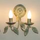 Pair of Vintage Italian Double Wall Lights Leaf Detail Green & Gold Finish