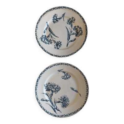 Deux assiettes terre de fer de Lunéville Keller et Guérin Oeillets
