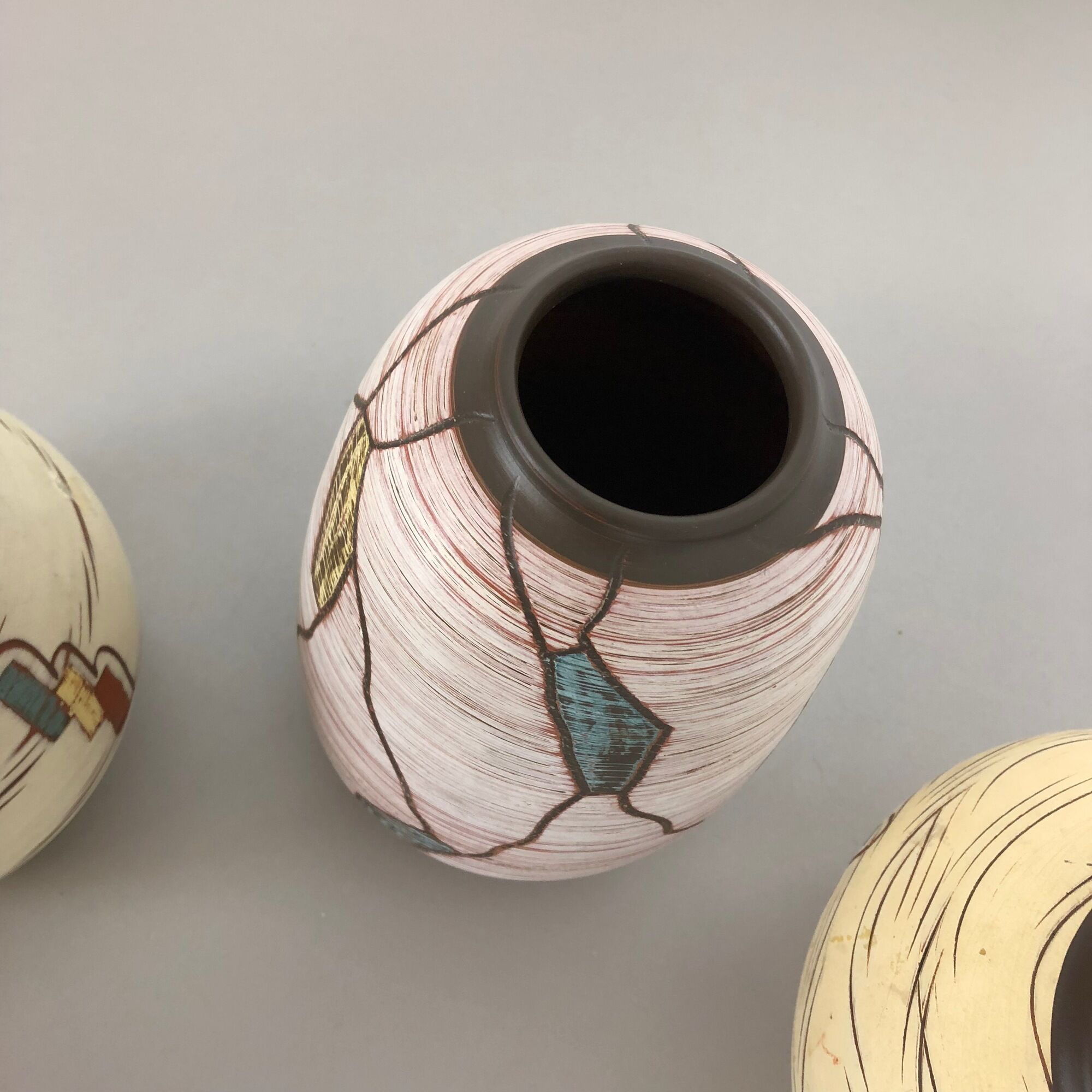 Set of 3 Ceramic Pottery Vase by Sawa Ceramic Franz Schwaderlapp, Germany 1960s