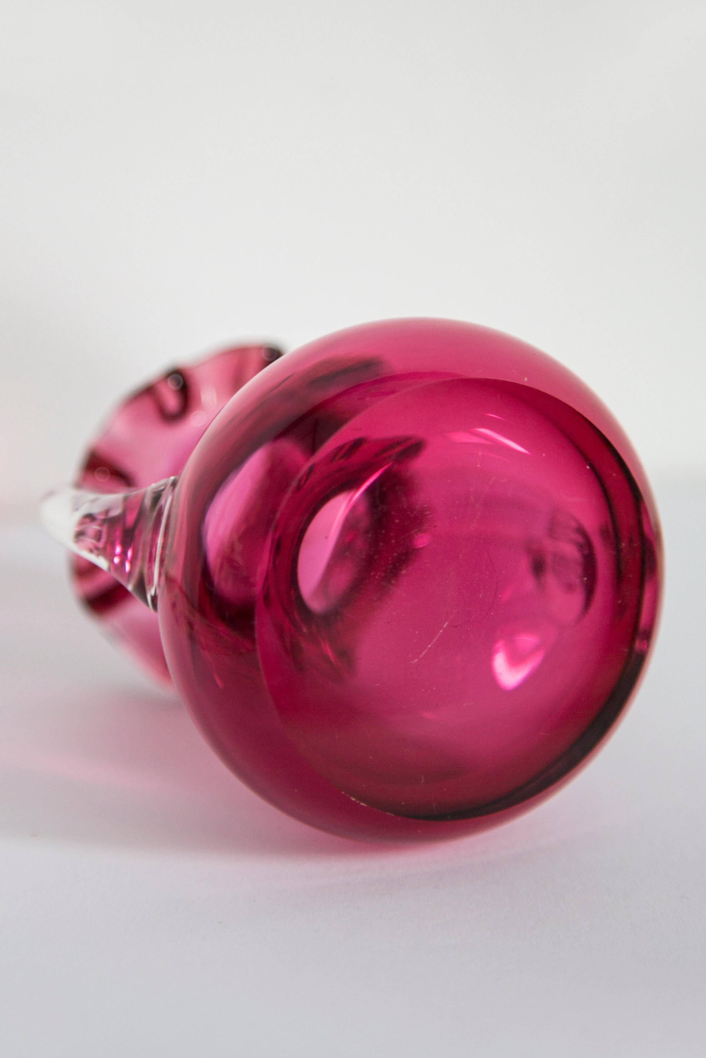 Mini vintage pink vase with frill, Europe, 1960s