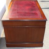 Classic English Mahogany Pedestal Desk with Red Leather