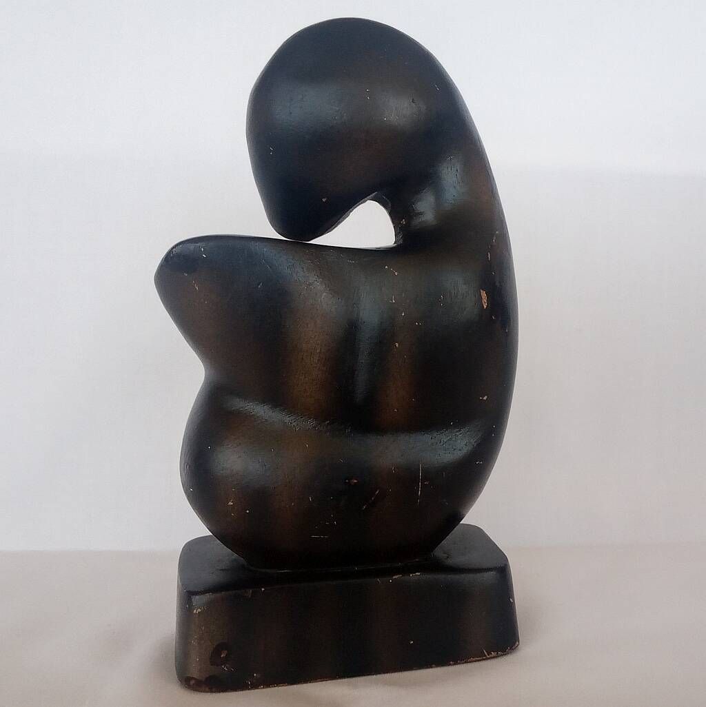 Wooden Sculpture of a Woman with Her Child