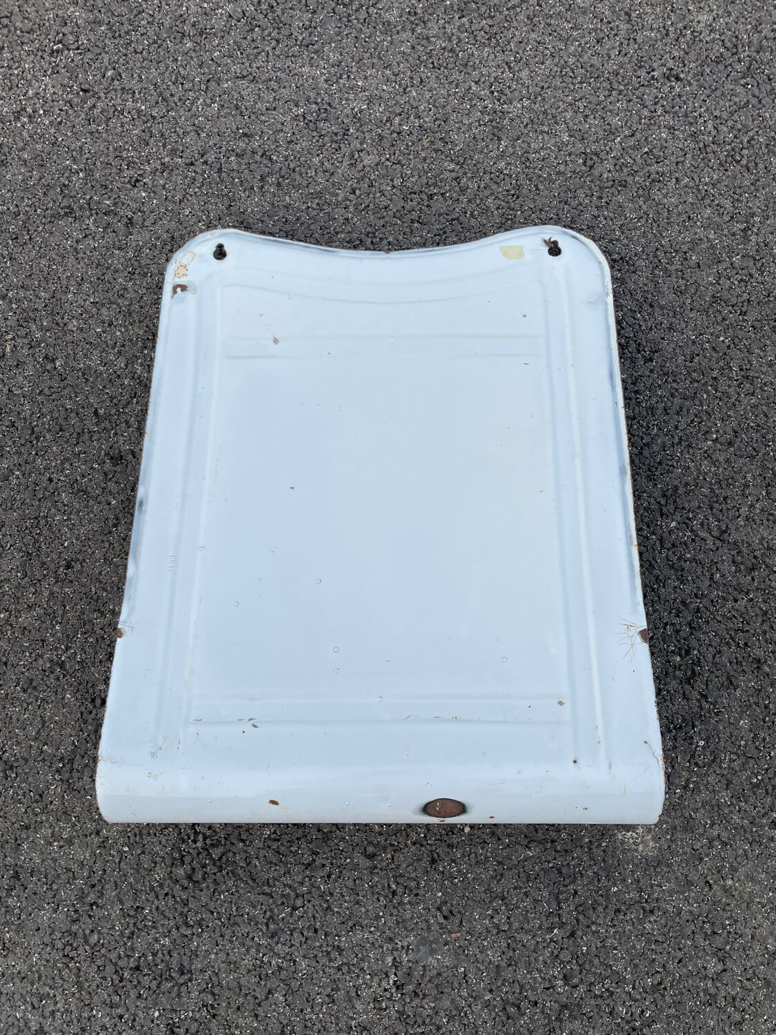 Old utensil holder in enamelled sheet metal grape decoration