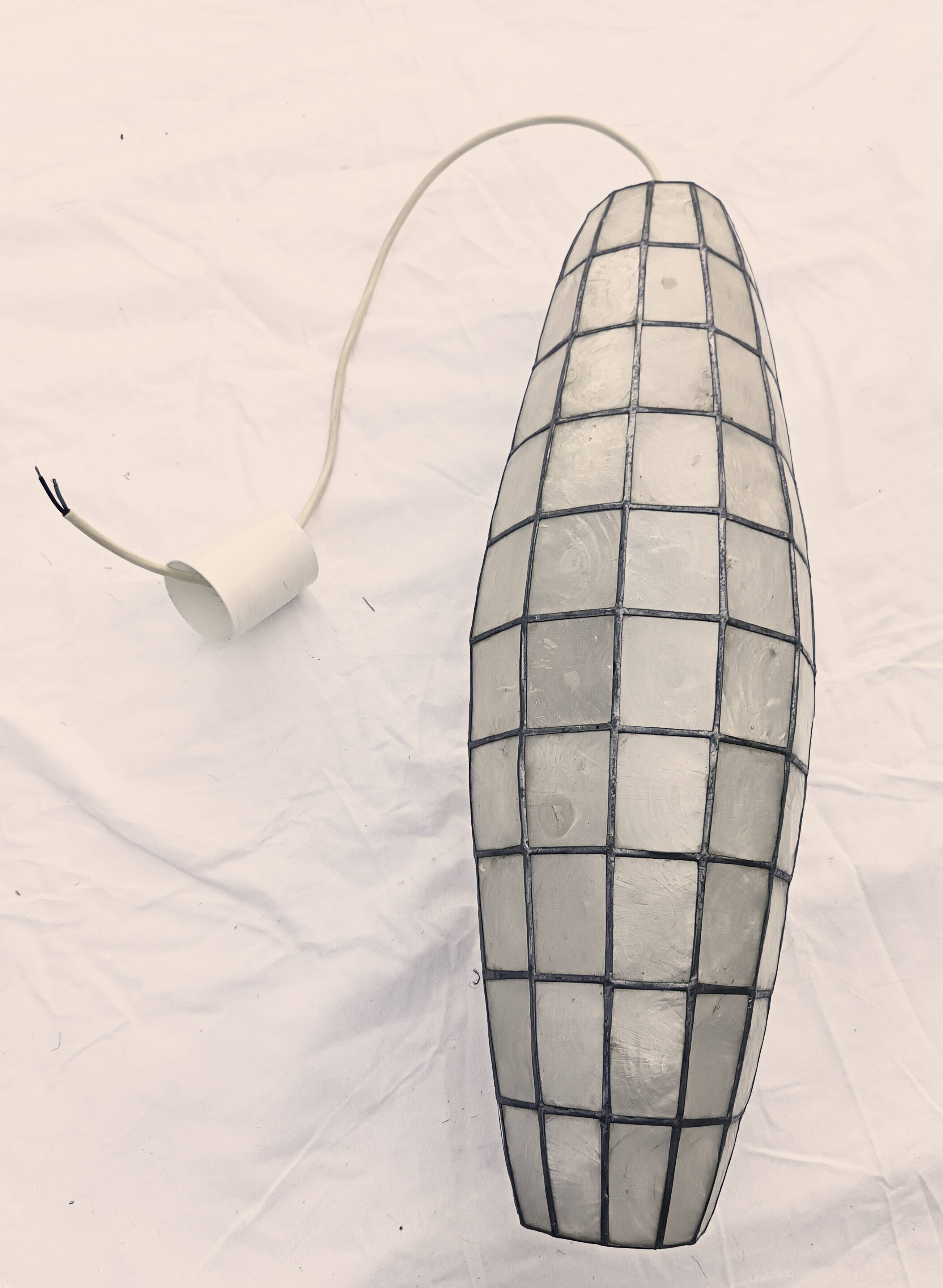 62cm spindle light fixture mother-of-pearl and brass from the 70s