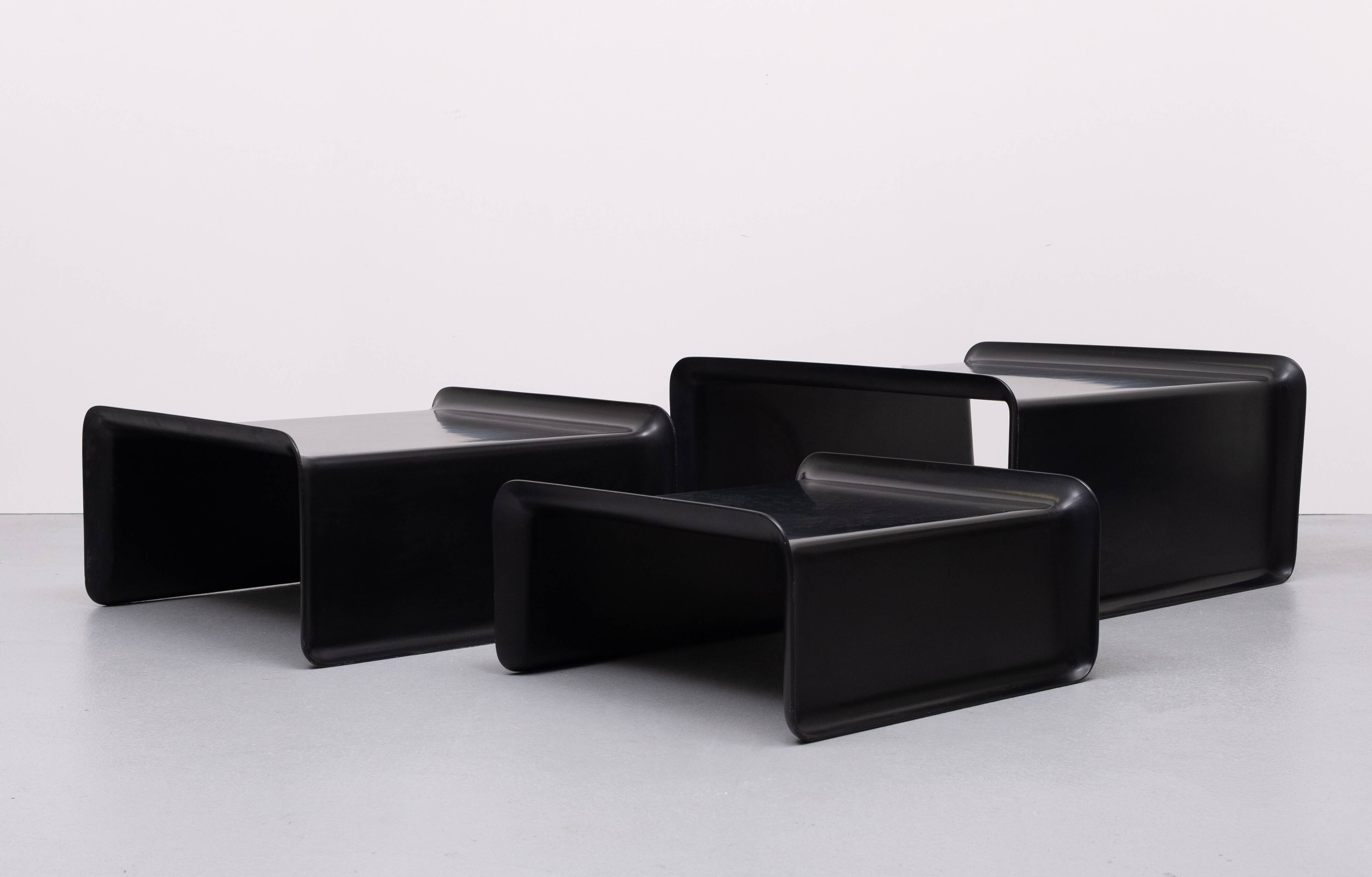 Rosenthal Large Black Fiberglass nesting tables 1970s Germany