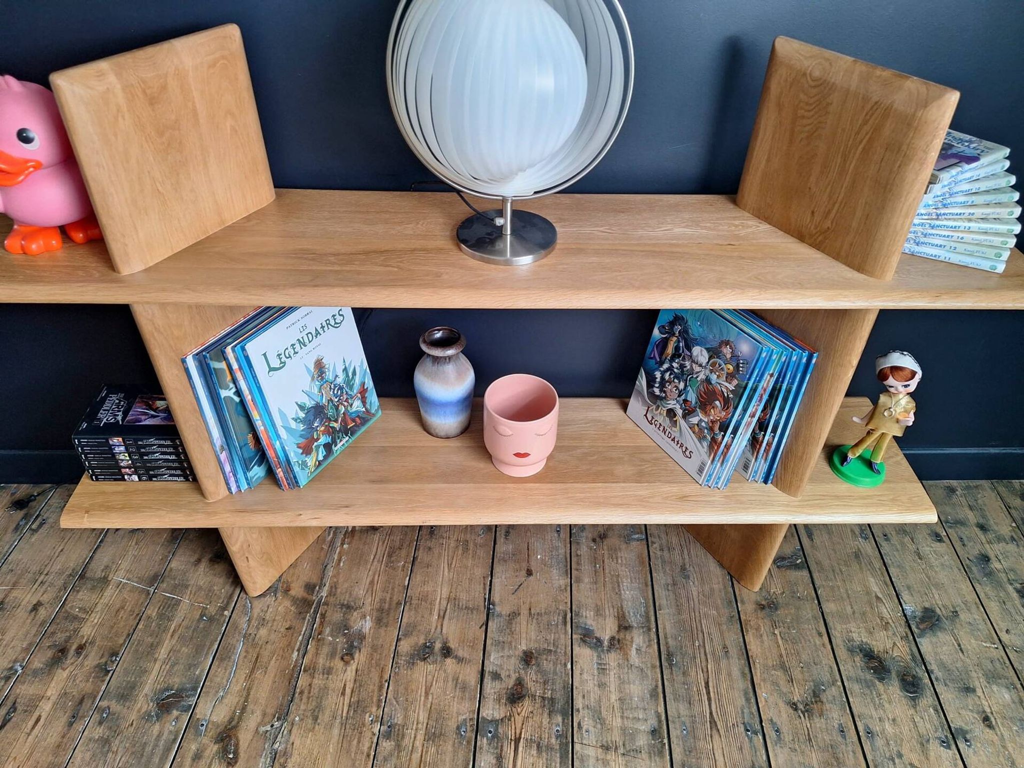 Solid oak library, Iloss AMPM, shelving unit