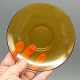 6 DURALEX CUPS with SAUCERS amber color France vintage