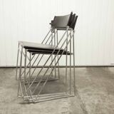 Set of 3 minimalist X line chairs by Niels Jorgen Haugesen.