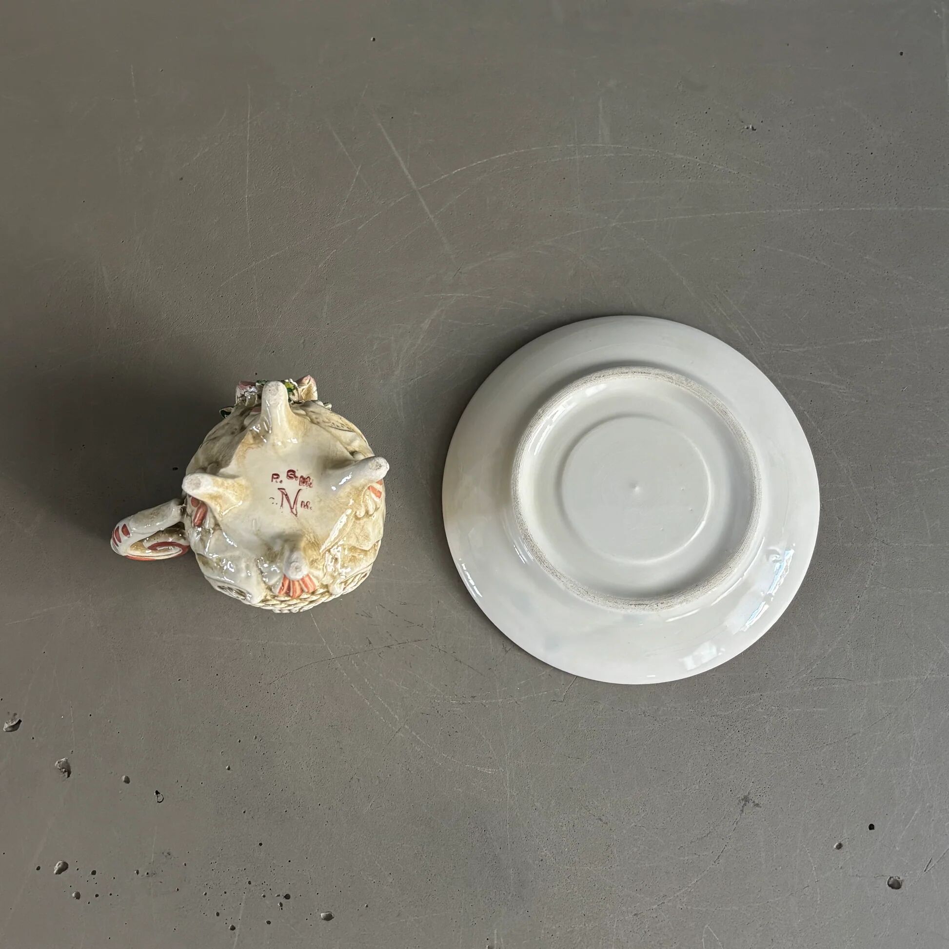 Coffee cup with saucer from Capodimonte, Italy, 1950s.