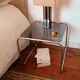 Side table chrome metal and smoked glass