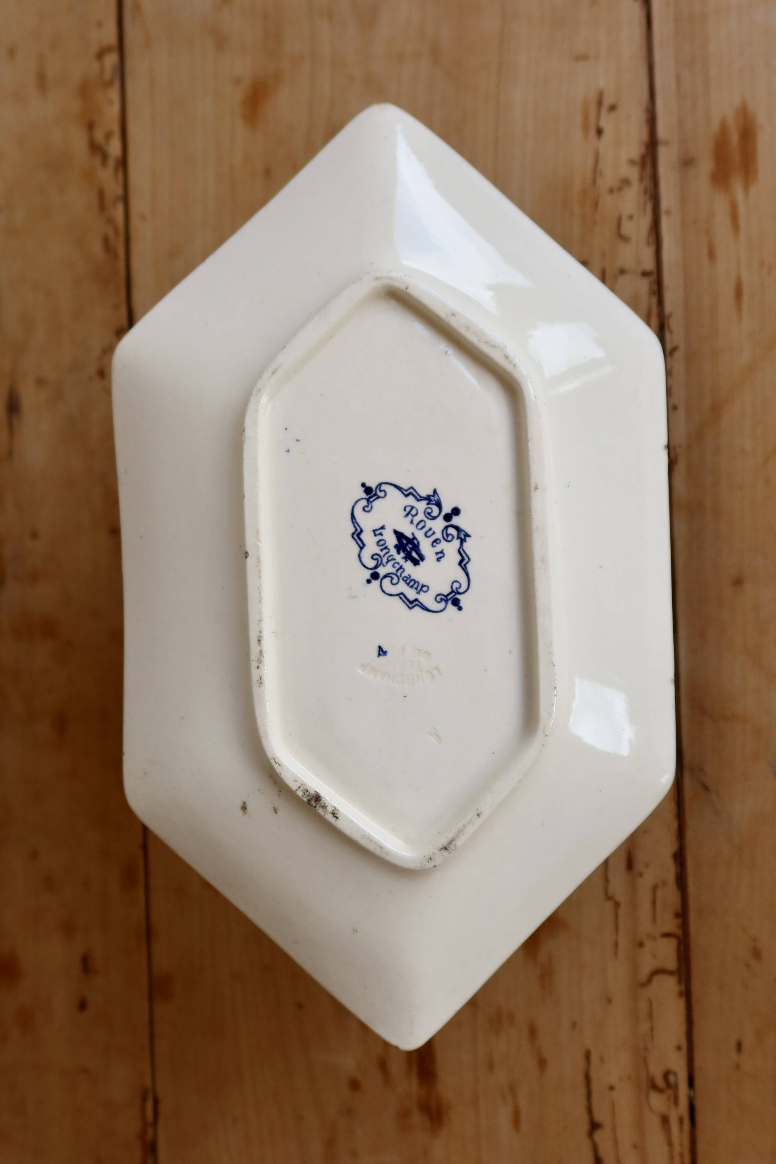 Antique ironstone sauceboat Longchamp model Rouen 19th century
