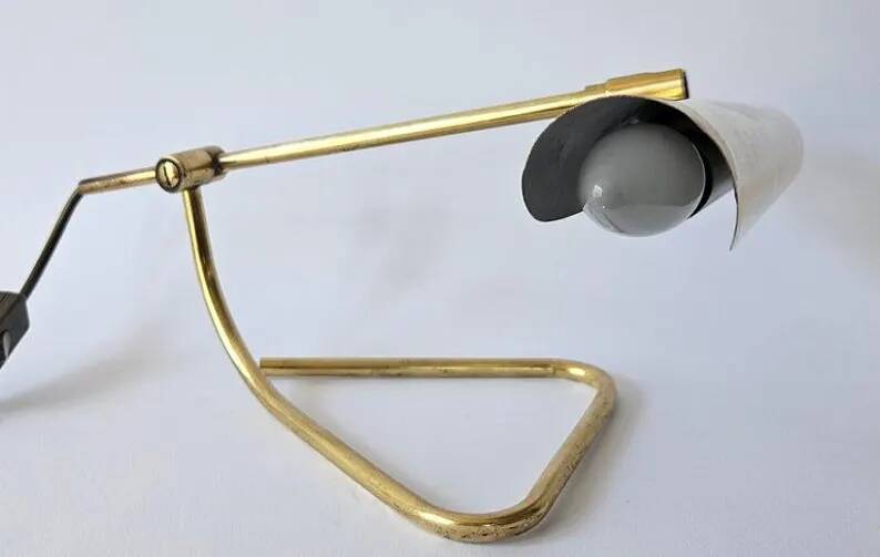 Rare Midcentury Brass Table or Desk Lamp OMI, Office or Bank, Germany, 1970s