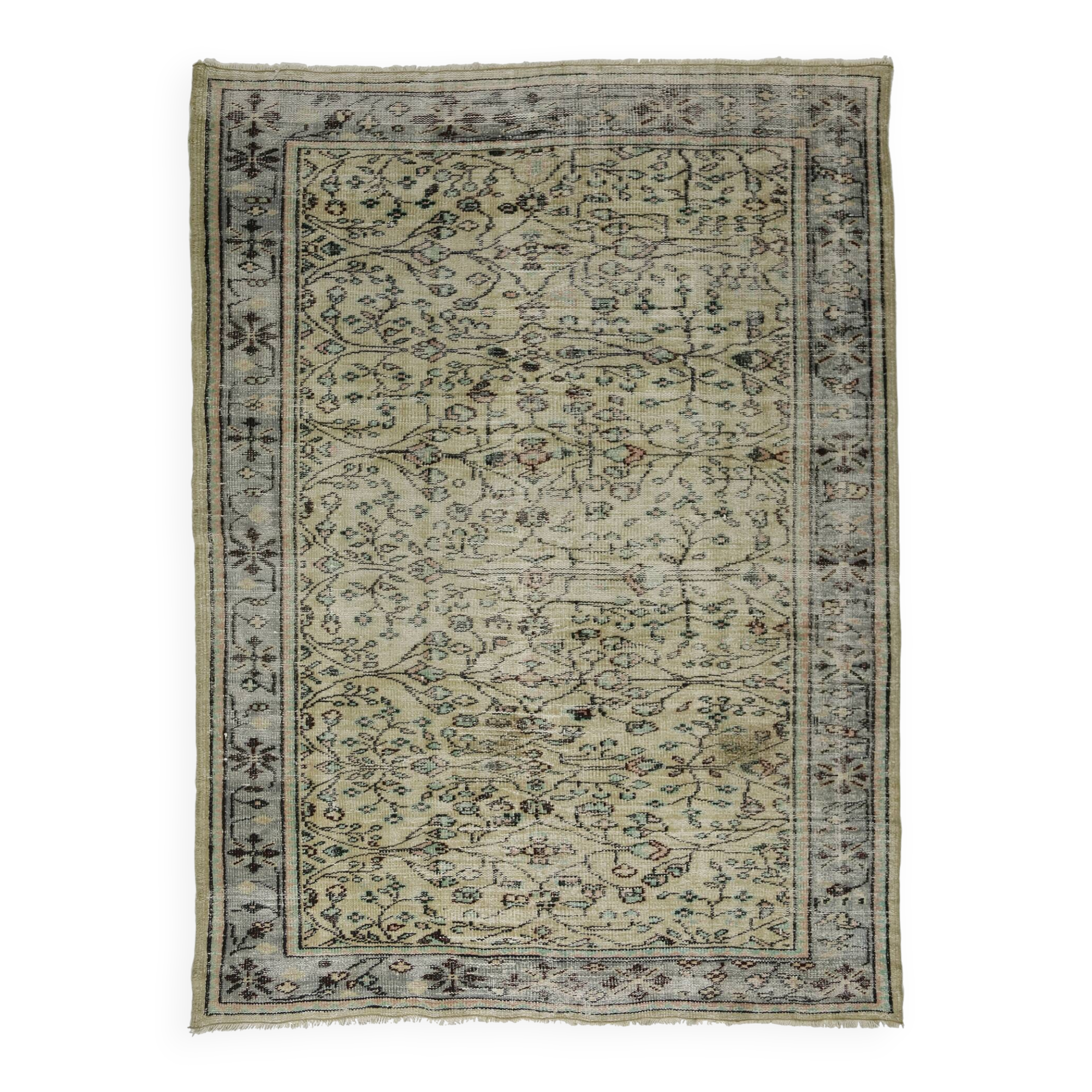 Tapis Oushak Ancien – Tons Doux & Motifs Raffinés, 186 x 255 cm