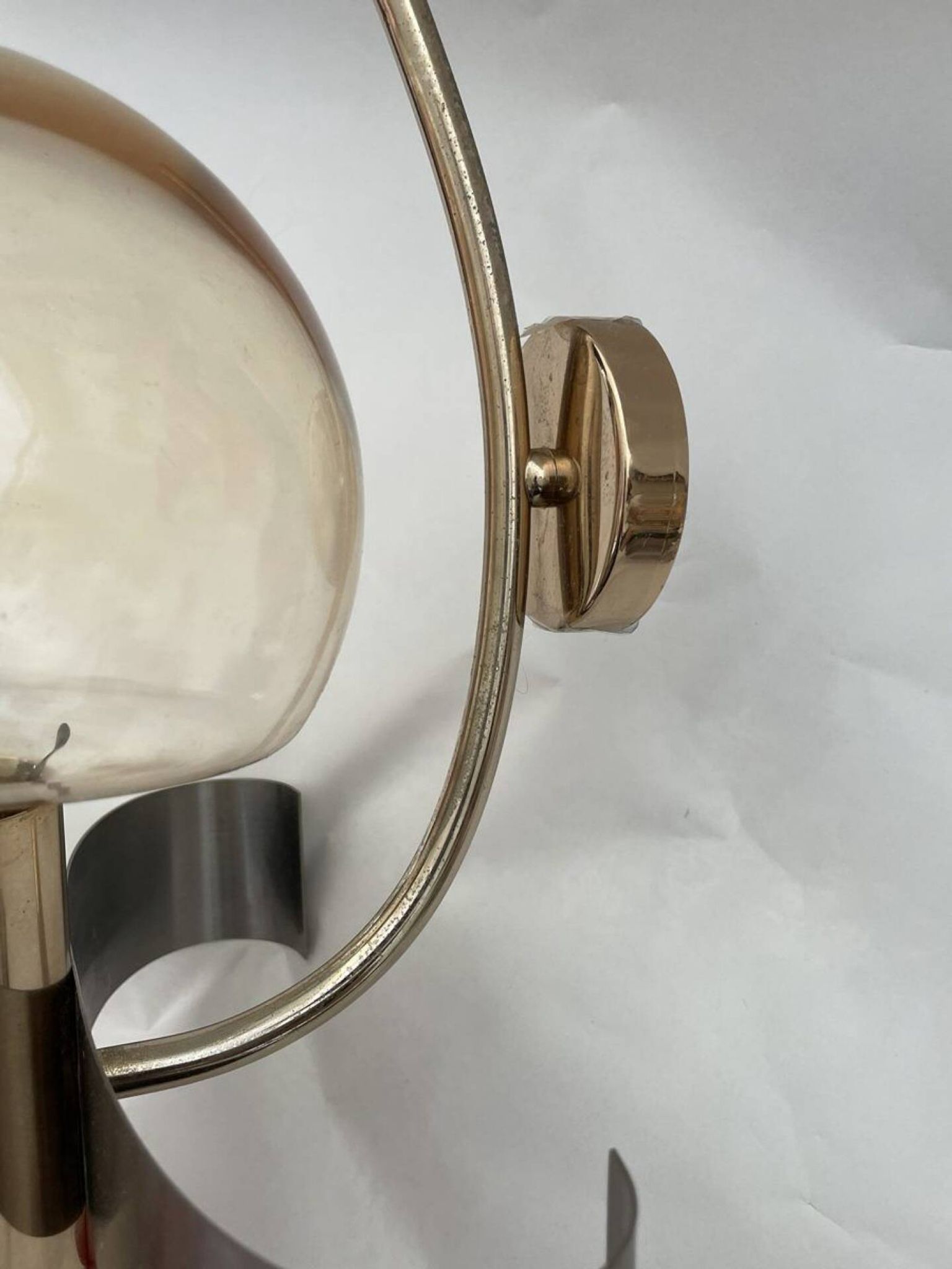 Pair of mid-century modern italian glass and metal wall lights