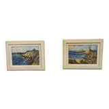 Oil on panel pendant with the French Coast By S. Barrier From 1947