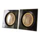 Pair black vintage bakelite frames 14.5 cm x 12.5 cm glass 8.5 cm x  6 cm