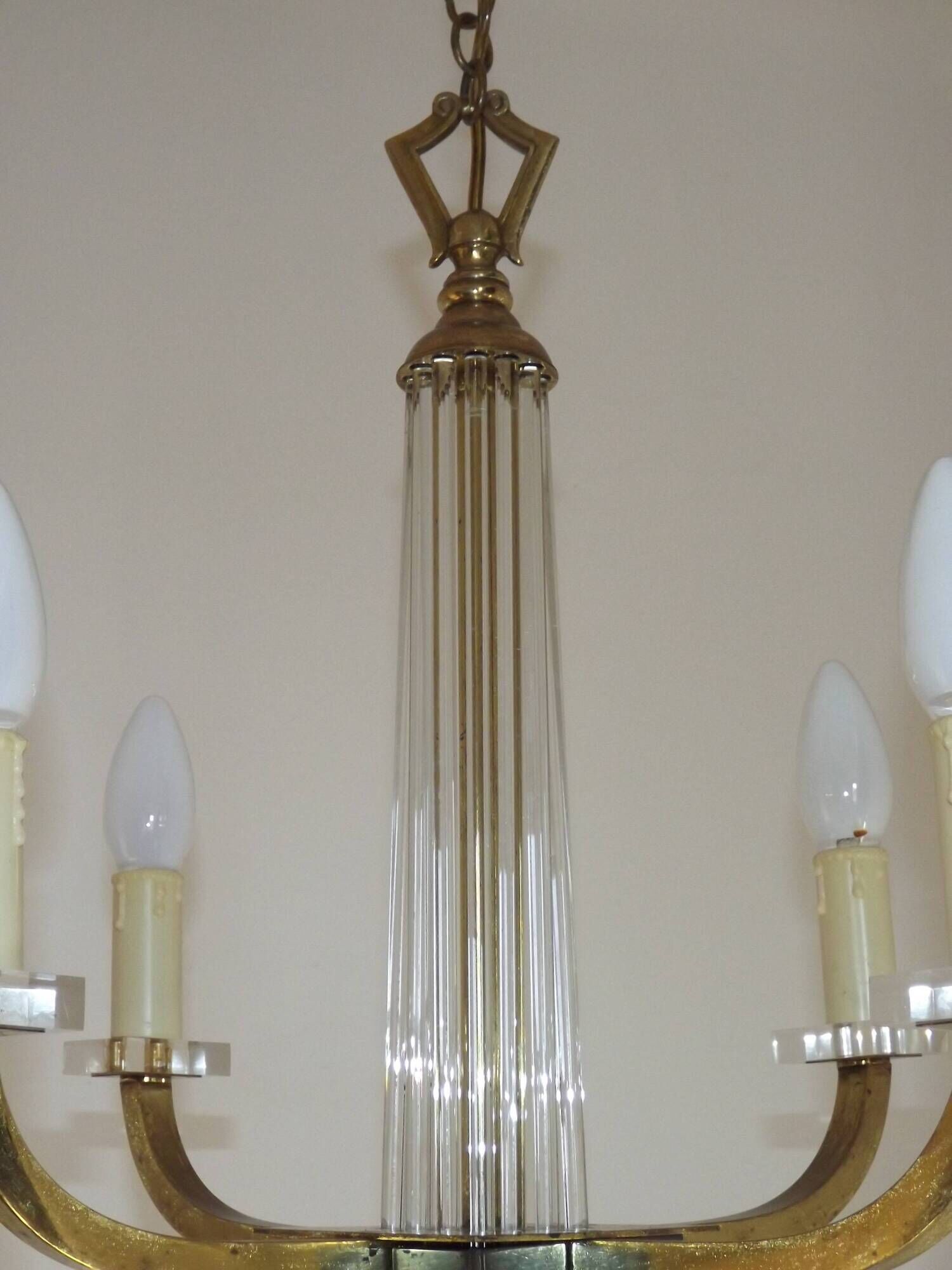 French Mid-Century / 1960s 4 Light Chandelier In The Style of Jacques Adnet