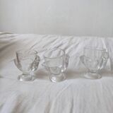 6 chicken shells transparent glass arcoroc france of the 70s