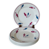 Lot de 6 assiettes à dessert Givors modèle Perce-Neige 1950