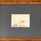 Painting: abstract watercolor - sunset facing the port