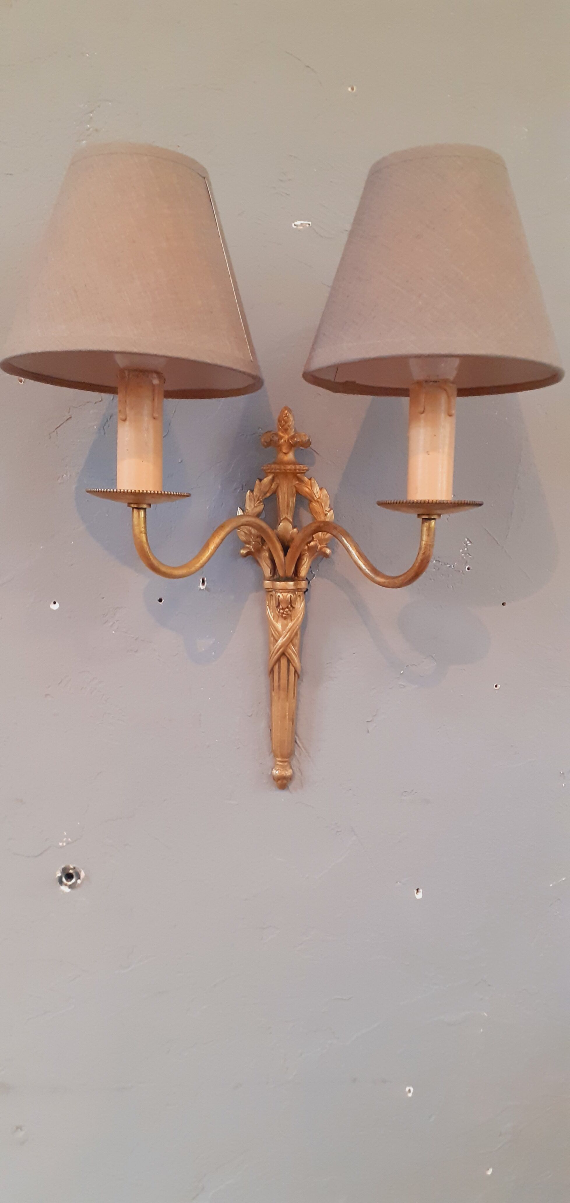 Applique double en bronze doré style Louis XVI année 50
