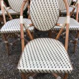 Ensemble de 6 chaises de terrasse " bistrot" en rotin naturel.