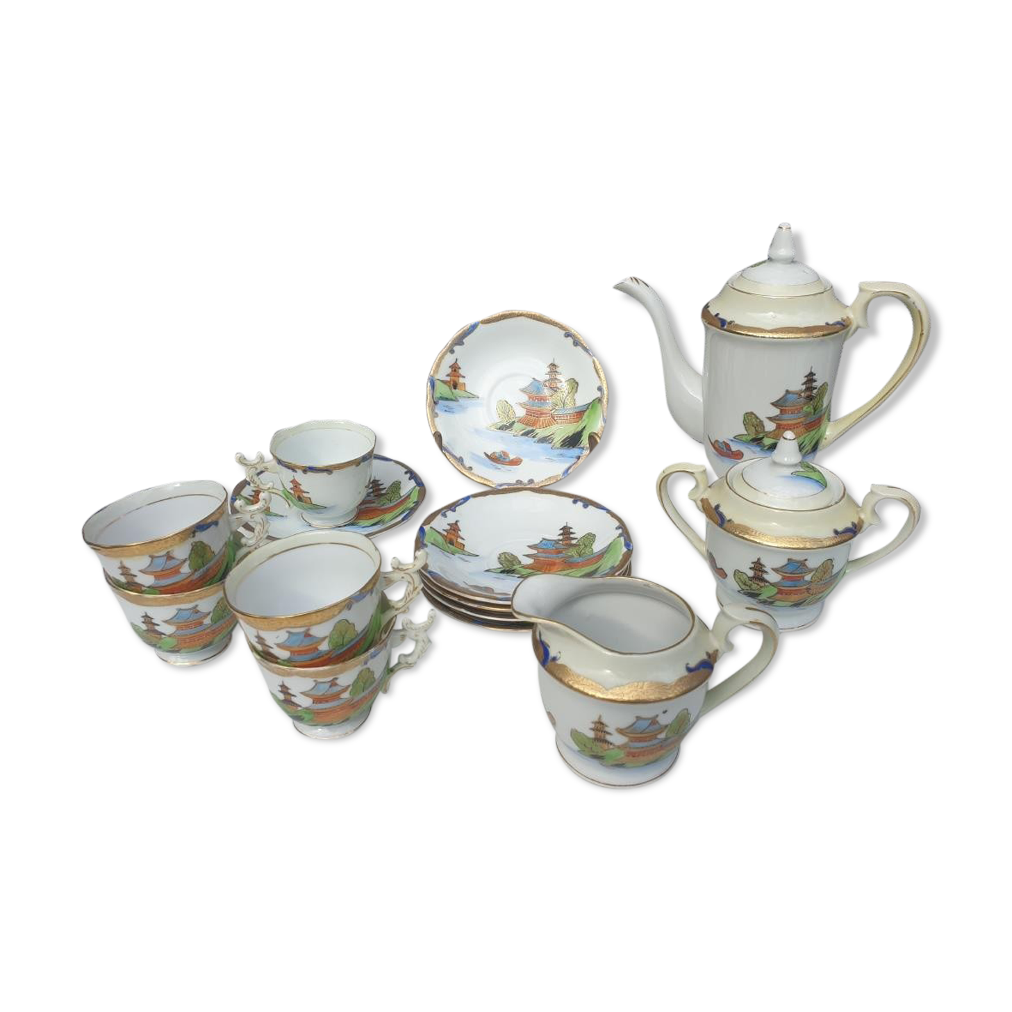 Coffee service Vintage Pagoda 1945 "made in occupied Japan"