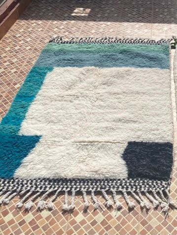 Berber carpet beni ouarain blue ocean