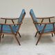 Pair of blue boomerang armchairs by Antonin Suman for Ton (Thonet) 1960