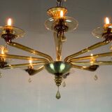 Venetian chandelier in mordoré murano glass by venini circa 1940