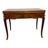 Table de jeux en marqueterie florale du XIX ème