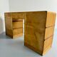 Old beech desk in art deco style with drawer, vintage 60s