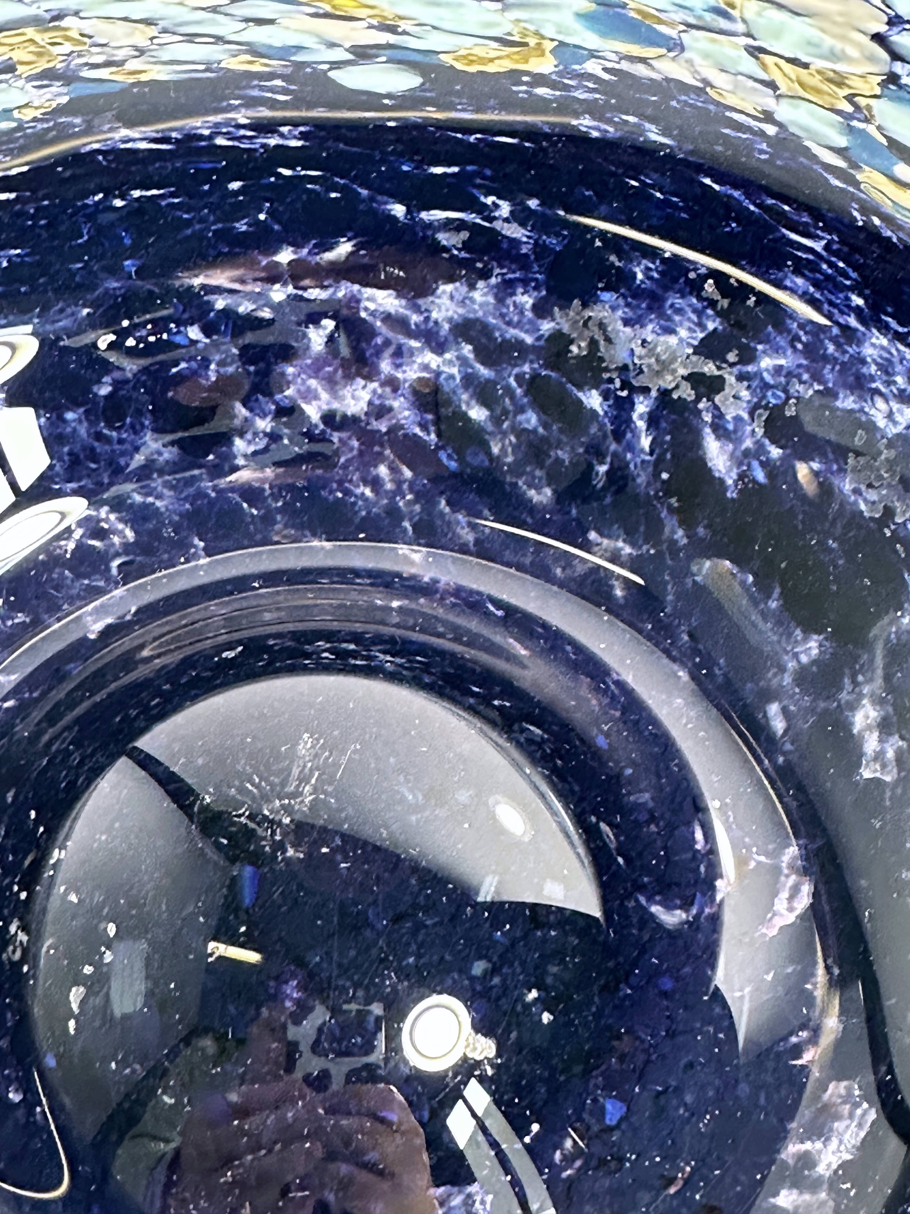 Bohemian fruit bowl glass 1980s space swirl