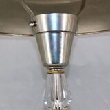 Lampe de table argentée Art-Déco en laiton chromé & verre