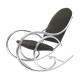 Mid century rocking chair with solid chrome frame and fabric seat from the 70s
