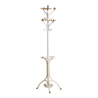 Ancien porte-manteau sur pied en blanc et or (vers 1920)