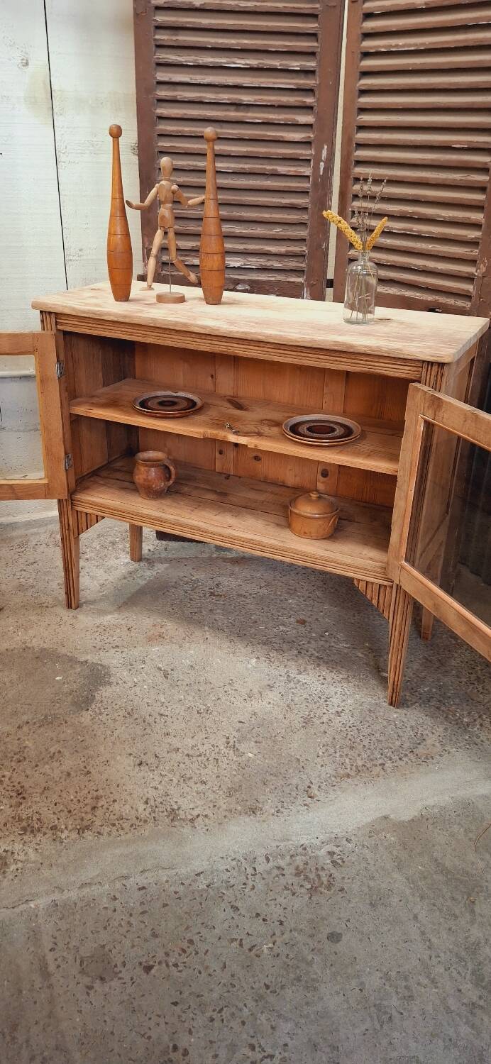 Old glass sideboard on legs