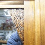 Art Deco carved oak wardrobe - Flemish workshop circa 1930