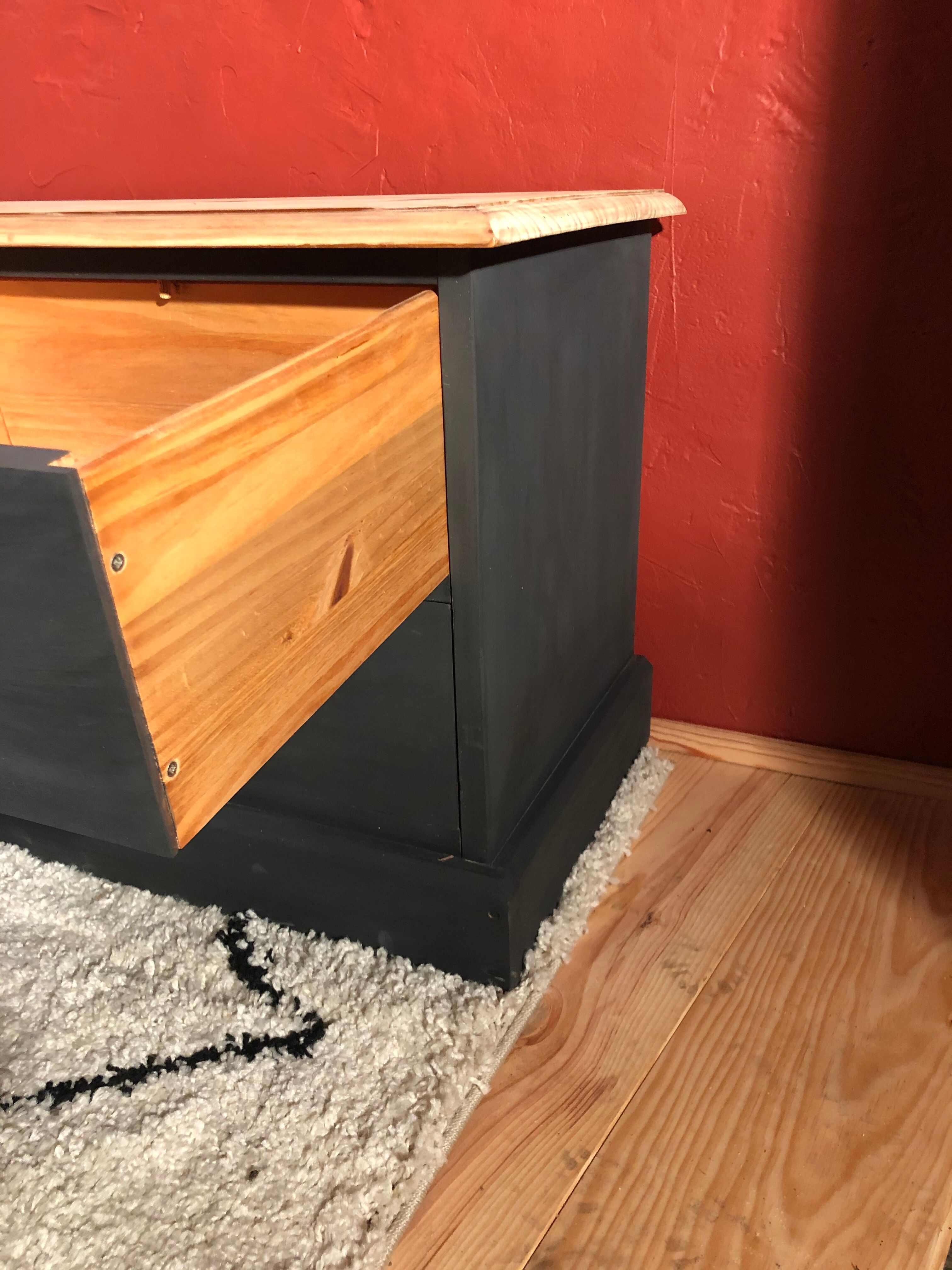 Professional style furniture, matt black raw wood chest of drawers