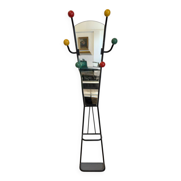 Porte-manteau Roger Féraud avec miroir – années 50/60