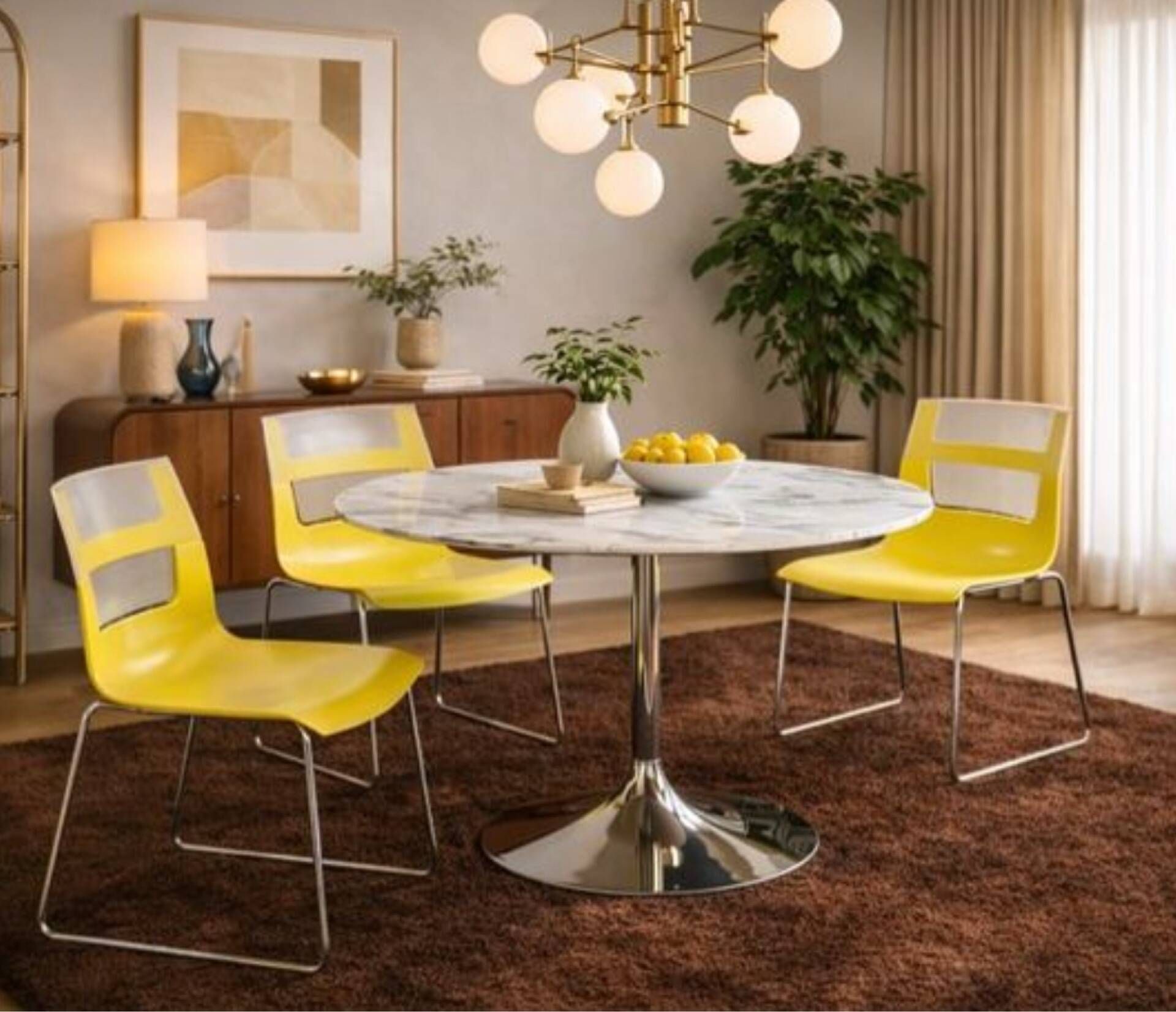 Chaises design jaune et chrome Chaise - Otto B&B Italia– vintage / déc